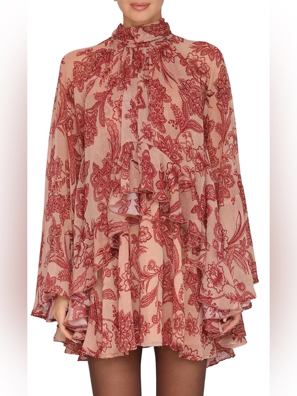 Avec Les Filles Pink and Red Floral Mini Dress